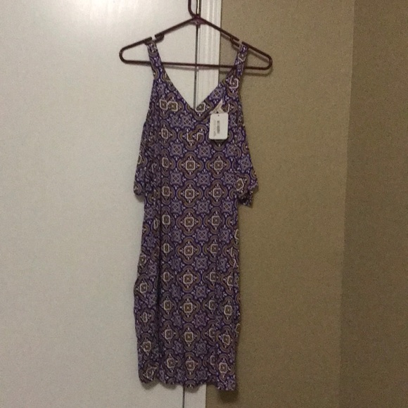 Purple and Gold cold shoulder dress - Picture 1 of 1